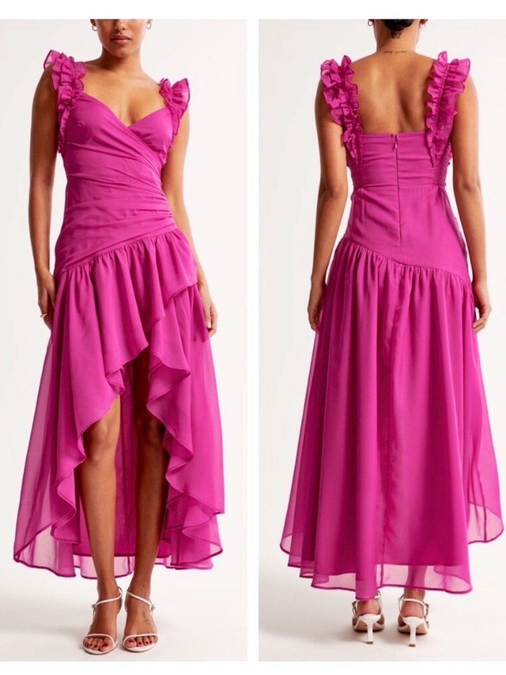 Abercrombie & Fitch Ruffle Strap High-Low Maxi Dress XXL